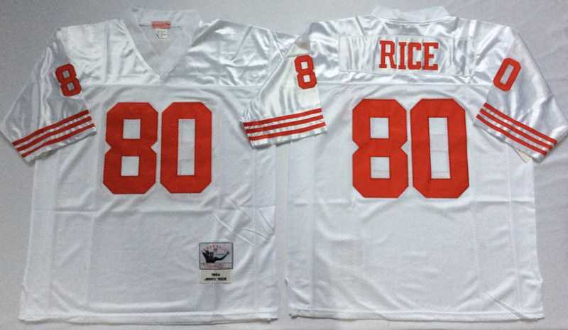 49ers 80 Jerry Rice White M&N Throwback Jersey->nfl m&n throwback->NFL Jersey